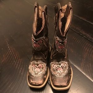Roper Square Toe Hearts and Glitter Cowgirl Boots